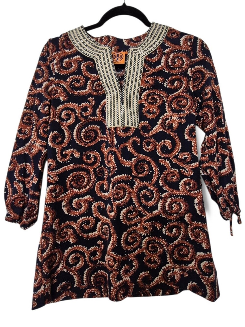 Tory Burch "Gwenna" Cotton-Silk Jacquard Tunic Blouse Small